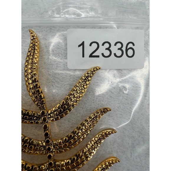 Vintage Joan Rivers Palm Leaf Brooch HUGE Gold Tone Signed - Picture 7 of 7